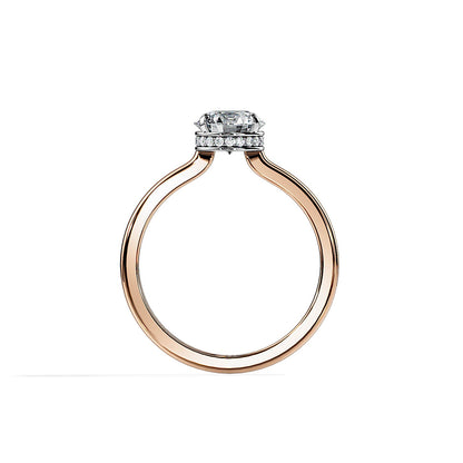1.0 CT Round Cut Moissanite Hidden Halo Engagement Ring