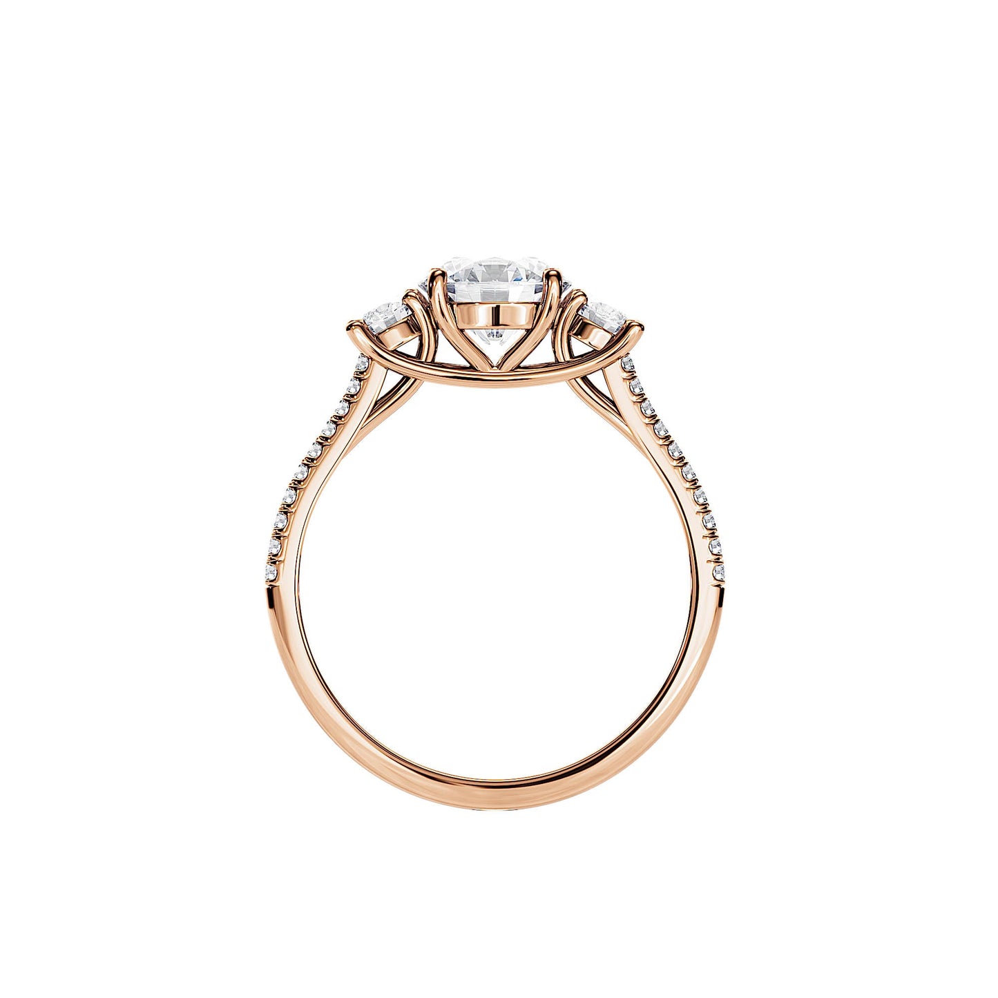 1.0 CT Round Cut Moissanite Three Stone Setting Engagement Ring