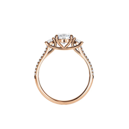 1.0 CT Round Cut Moissanite Three Stone Setting Engagement Ring