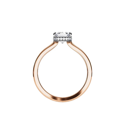 2.50 CT Emerald Cut Hidden Halo Moissanite Engagement Ring