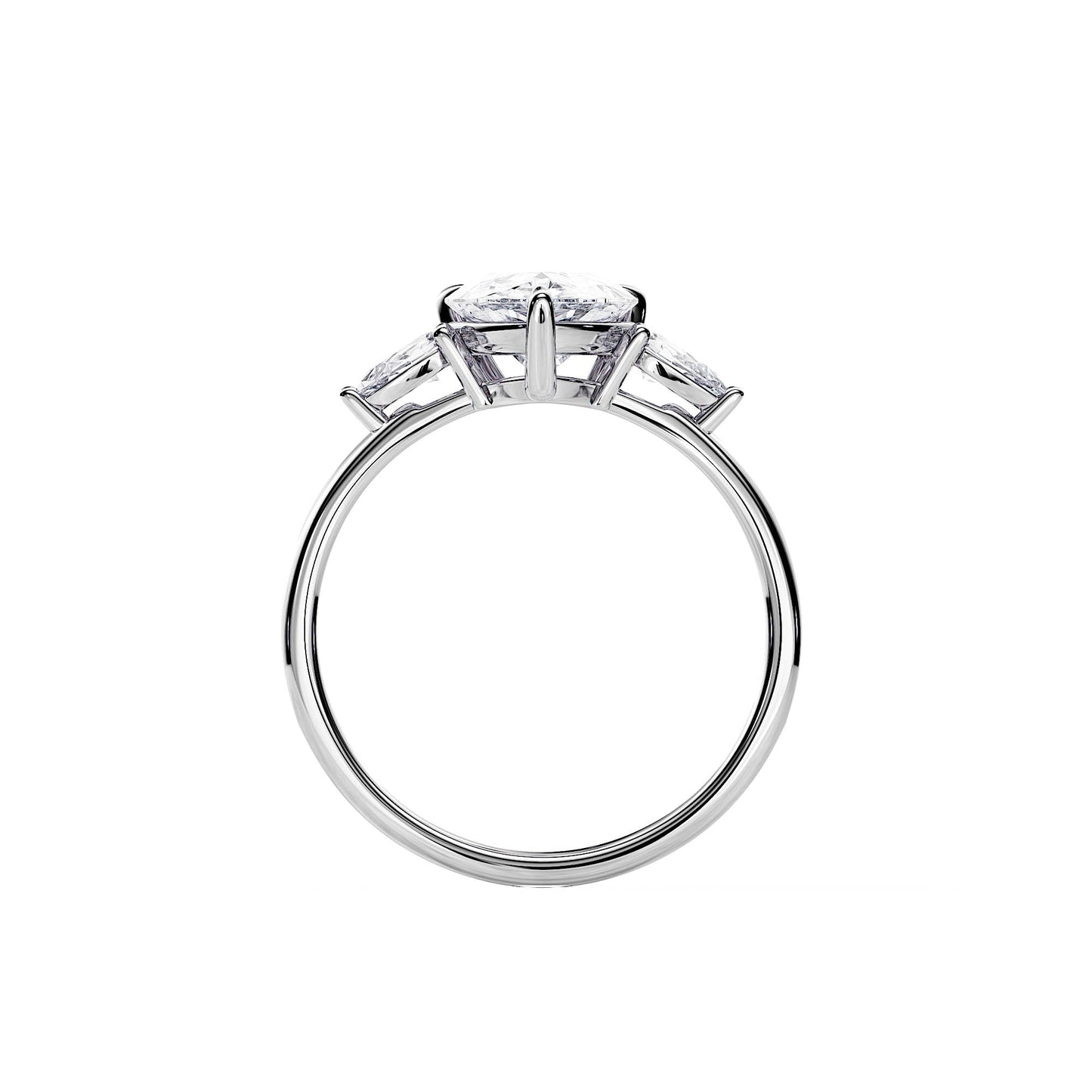 3.0 CT Three Stone Pear Cut Moissanite Engagement Ring