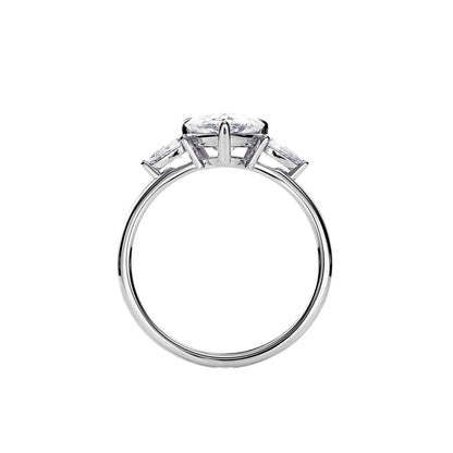 3.0 CT Three Stone Pear Cut Moissanite Engagement Ring