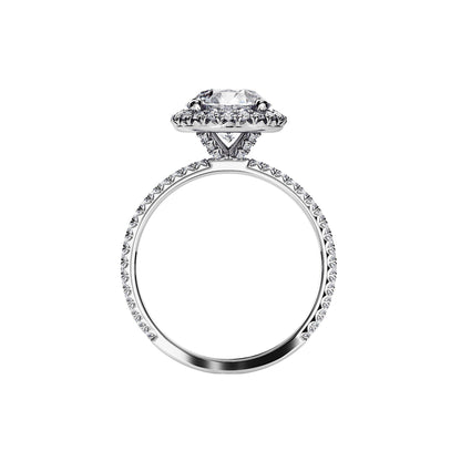 2.0 CT Round Cut Moissanite Halo Style & Pave Setting Engagement Ring