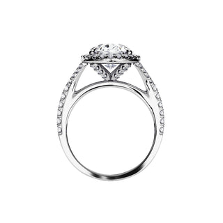 2.10 CT Oval Cut Moissanite Halo & Pave Engagement Ring