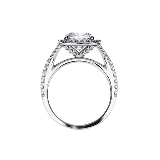 3.0 CT Cushion Moissanite Halo & Pave Engagement Ring