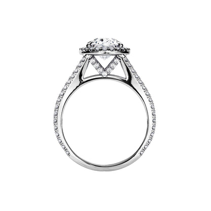 3.0 CT Oval Cut Moissanite Halo Split Shank Pave Engagement Ring