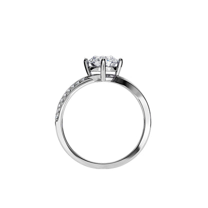 1.0 CT Round Moissanite Split Shank Engagement Ring