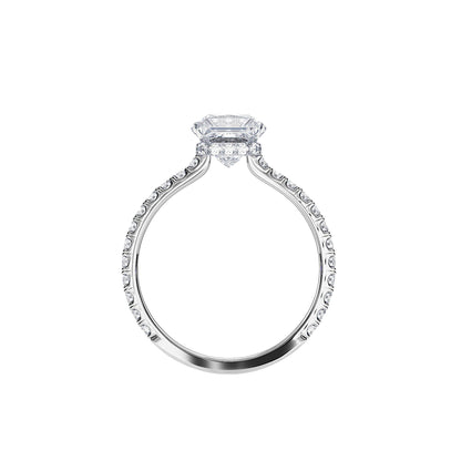 1.20 CT Princess Cut Moissanite Hidden Halo & Pave Engagement Ring