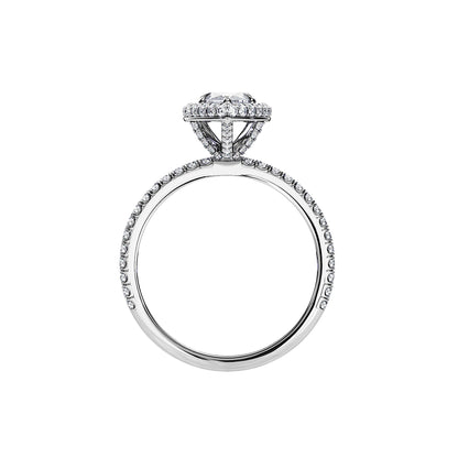1.0 CT Marquise Cut Moissanite Halo & Pave Engagement Ring