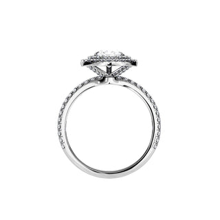 1.0 CT Double Halo Pear Cut Moissanite Pave Engagement Ring