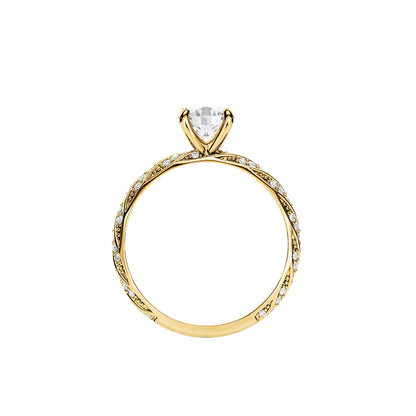1.0 CT Round Cut Moissanite Twisted Pave Setting Engagement Ring