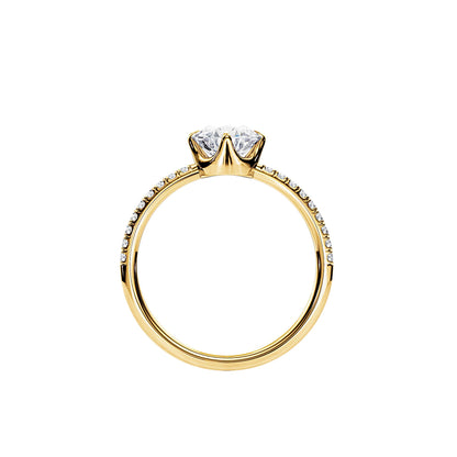 1.0 CT Round Cut Pave Setting Moissanite Engagement Ring