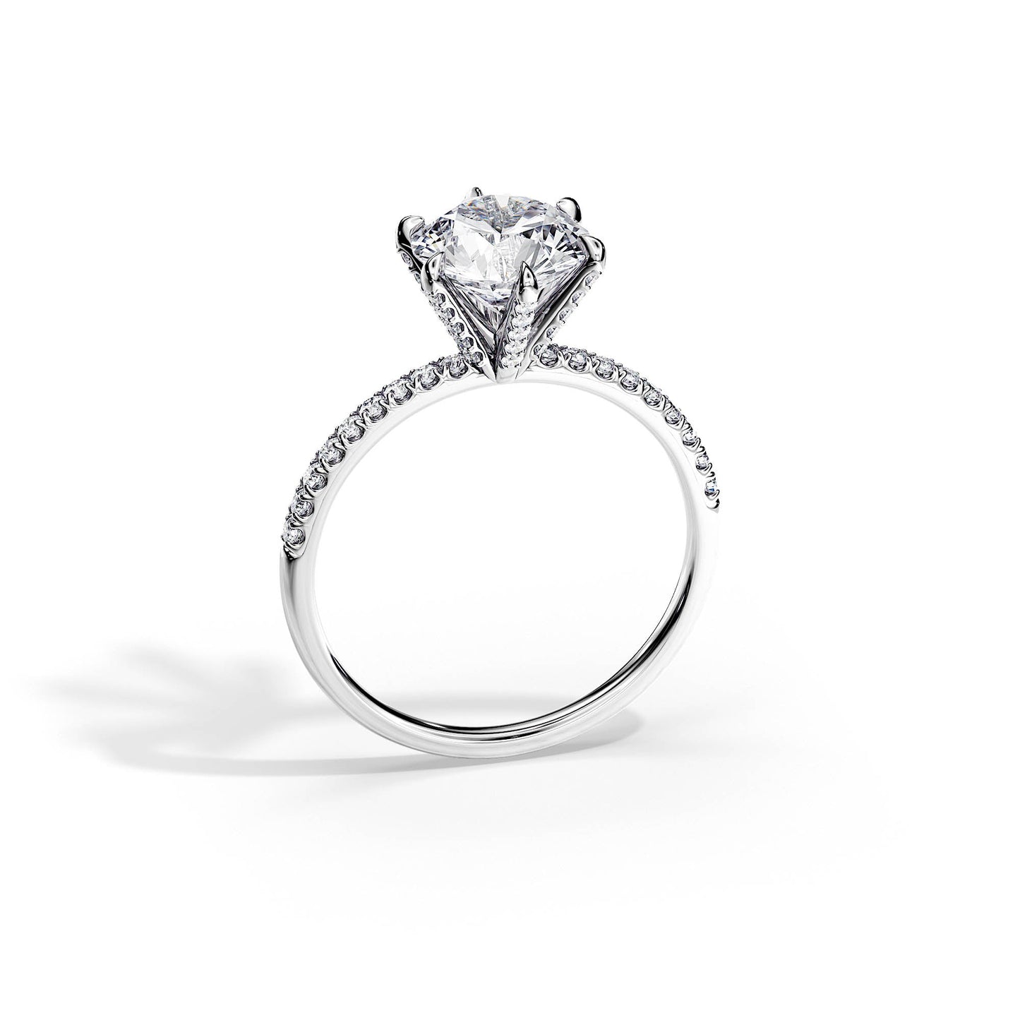 2.0 CT Round Cut Moissanite Pave Setting Engagement Ring