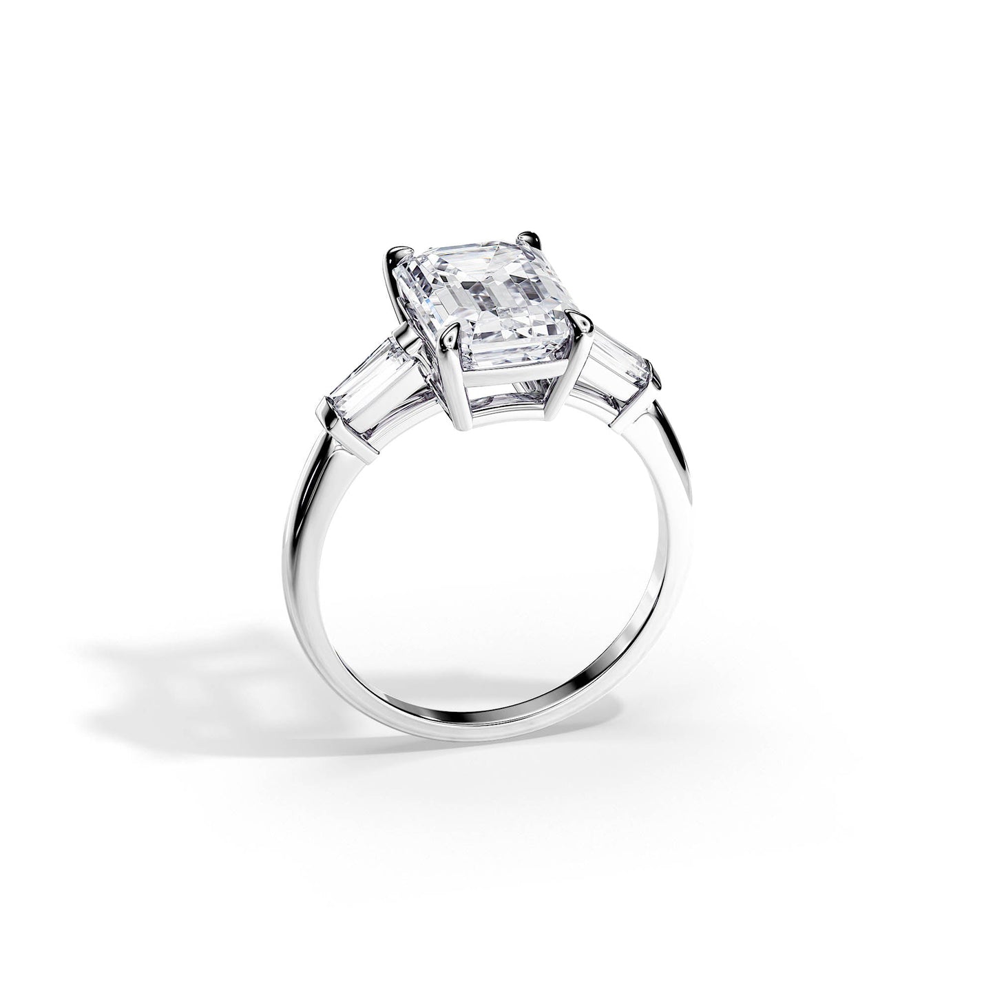 3.50 CT Three Stone Emerald Cut Moissanite Engagement Ring