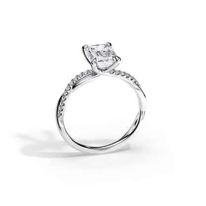 2.50 CT Emerald Cut Moissanite Twisted Engagement Ring