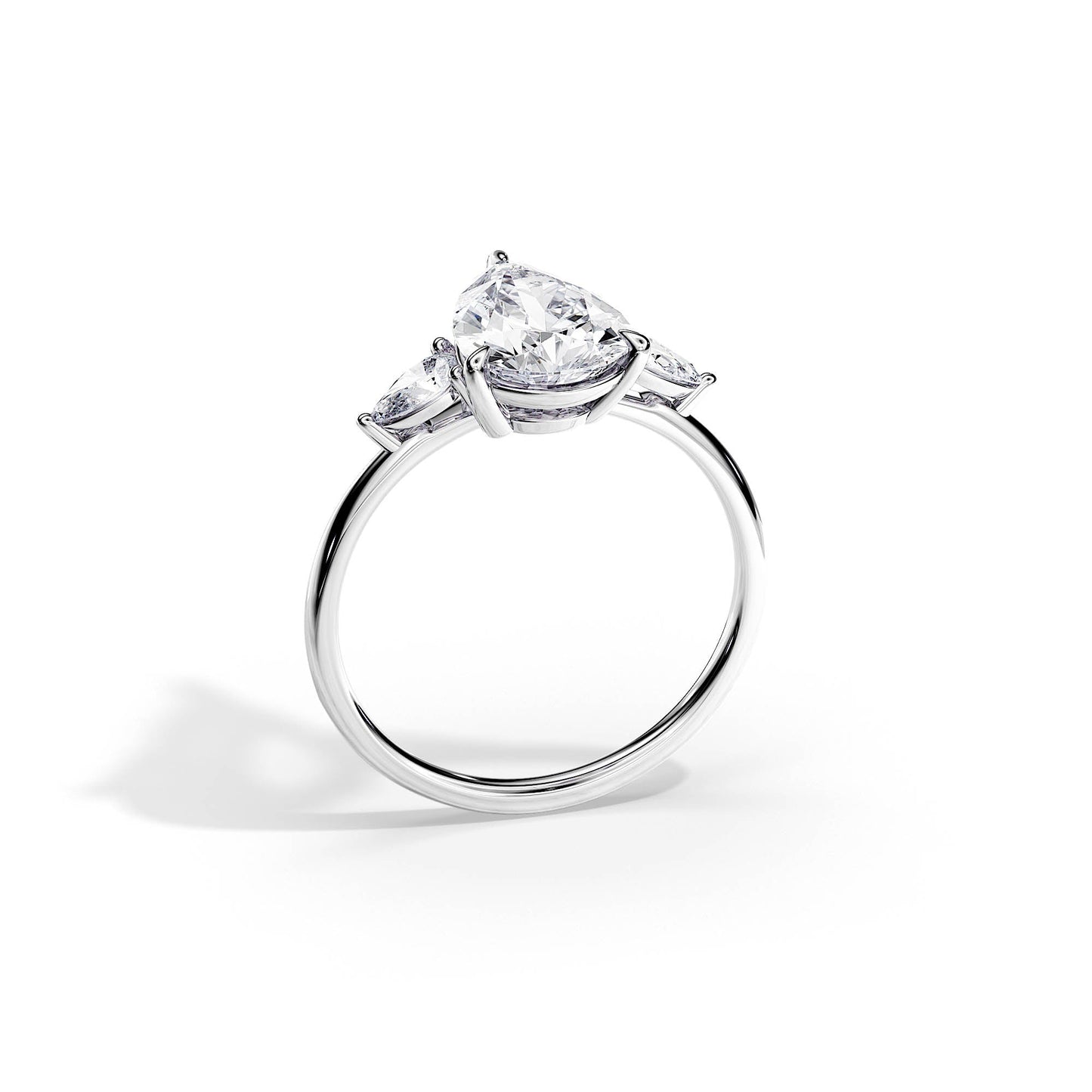 3.0 CT Three Stone Pear Cut Moissanite Engagement Ring