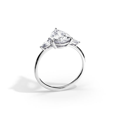 3.0 CT Three Stone Pear Cut Moissanite Engagement Ring