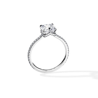 2.0 CT Cushion Cut Moissanite Twisted Hidden Halo & Pave Engagement Ring