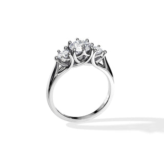 1.0 CT Three Stone Round Cut Moissanite Engagement Ring