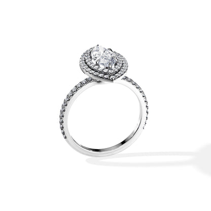 3.0 CT Marquise Cut Moissanite Double Halo & Pave Engagement Ring
