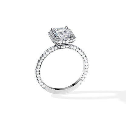 1.75 CT Emerald Cut Halo & Pave Moissanite Engagement Ring