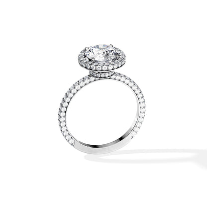 1.50 CT Round Cut Halo & Pave Moissanite Engagement Ring