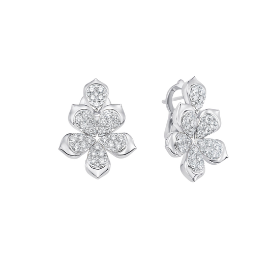 1.39 TCW Round Moissanite Diamond Flower Stud Earrings - farrellouise