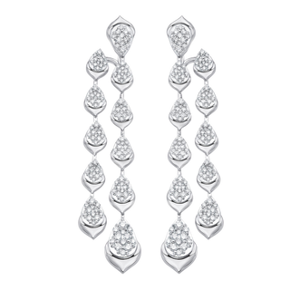 1.74 TCW Round Moissanite Diamond Two Row Drop Earrings - farrellouise
