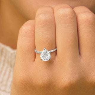 3.0 CT Pear Moissanite Hidden Halo Engagement Ring - farrellouise