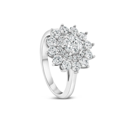 0.50 CT Round Moissanite Floral Halo Engagement Ring - farrellouise