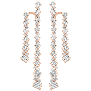 4.63 TCW Round & Baguette Moissanite Diamond Long Drop Earrings - farrellouise