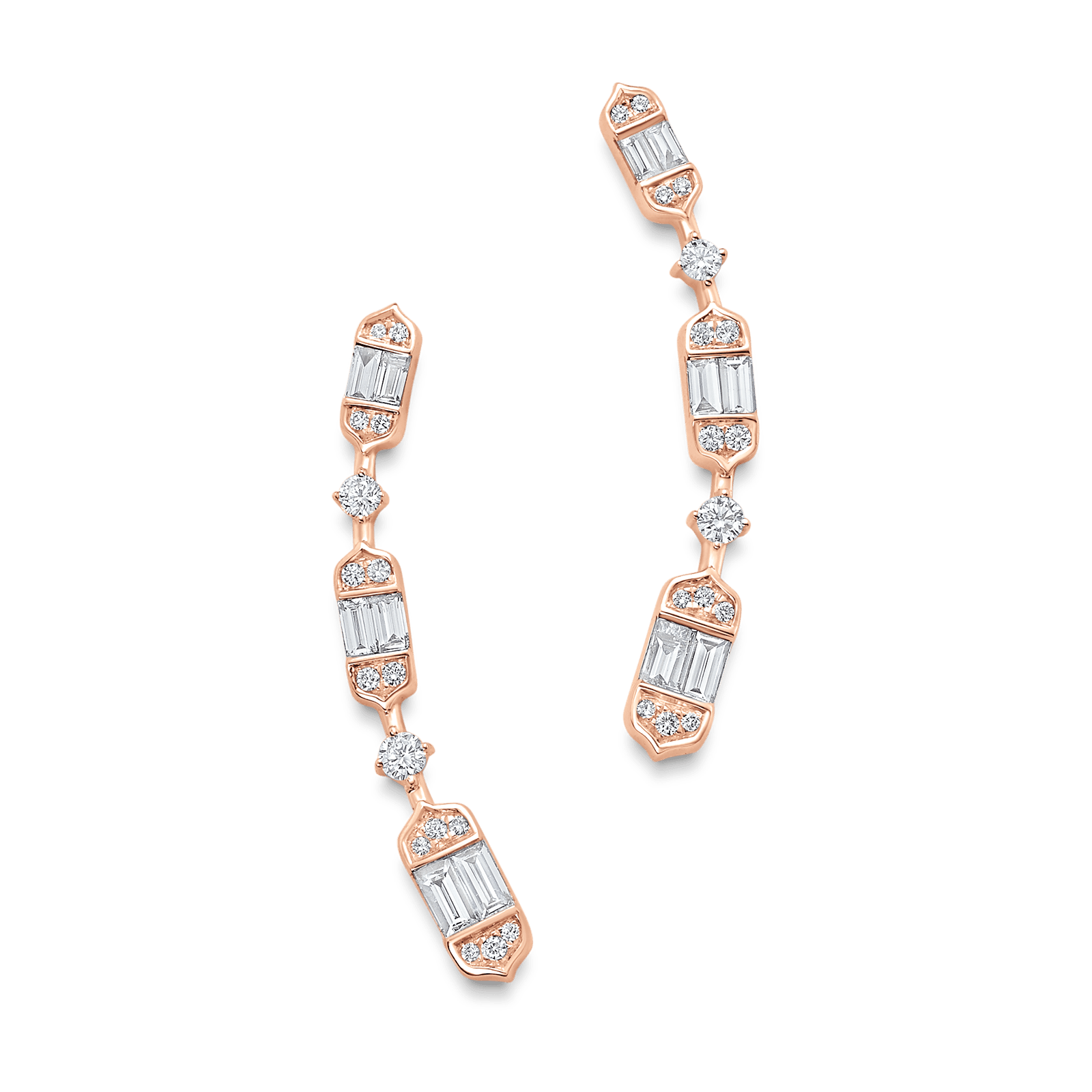 0.46 TCW Round & Baguette Moissanite Diamond Ear Crawler Earrings - farrellouise