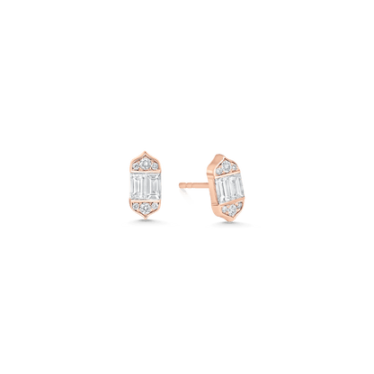 0.61 TCW Round & Baguette Moissanite Diamond Stud Earrings - farrellouise