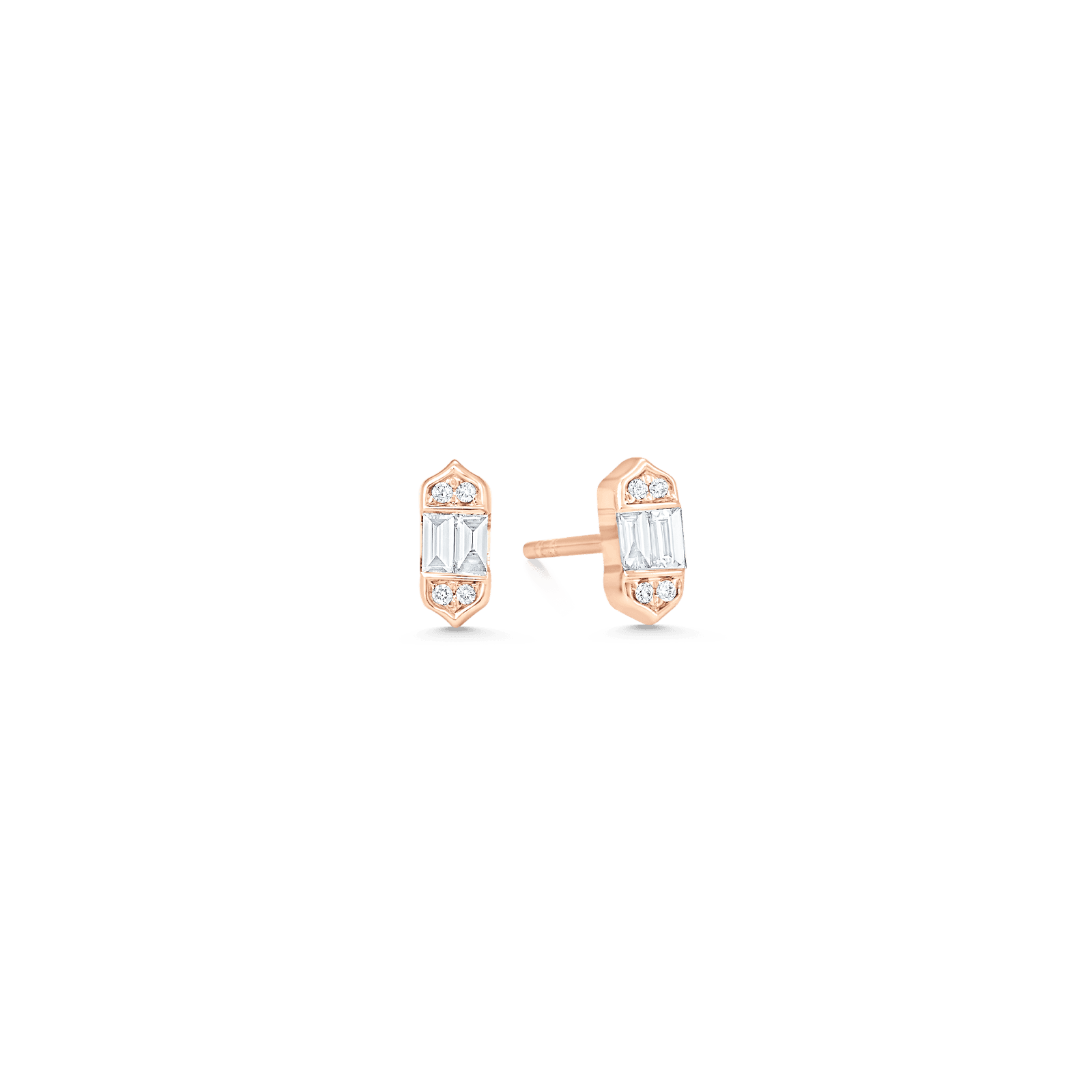 0.20 TCW Round & Baguette Moissanite Diamond Stud Earrings - farrellouise