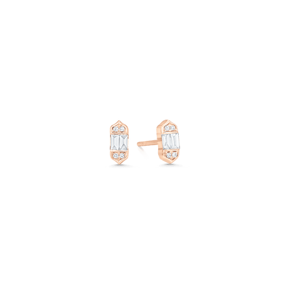 0.20 TCW Round & Baguette Moissanite Diamond Stud Earrings - farrellouise