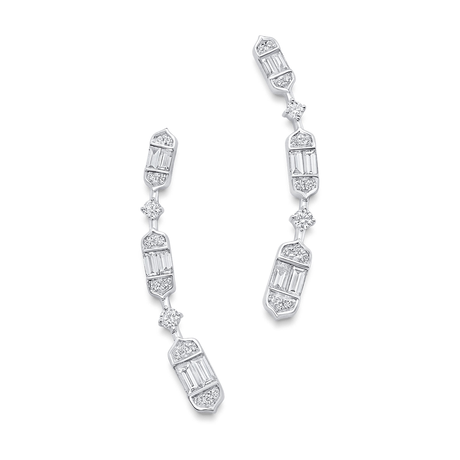 0.46 TCW Round & Baguette Moissanite Diamond Ear Crawler Earrings - farrellouise