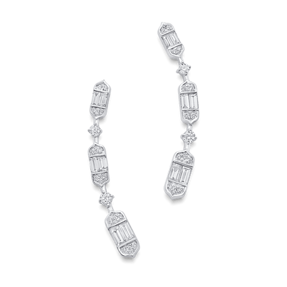 0.46 TCW Round & Baguette Moissanite Diamond Ear Crawler Earrings - farrellouise