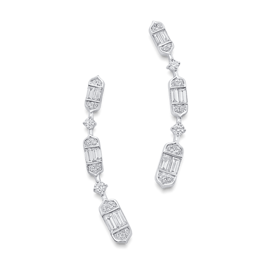 0.46 TCW Round & Baguette Moissanite Diamond Ear Crawler Earrings - farrellouise