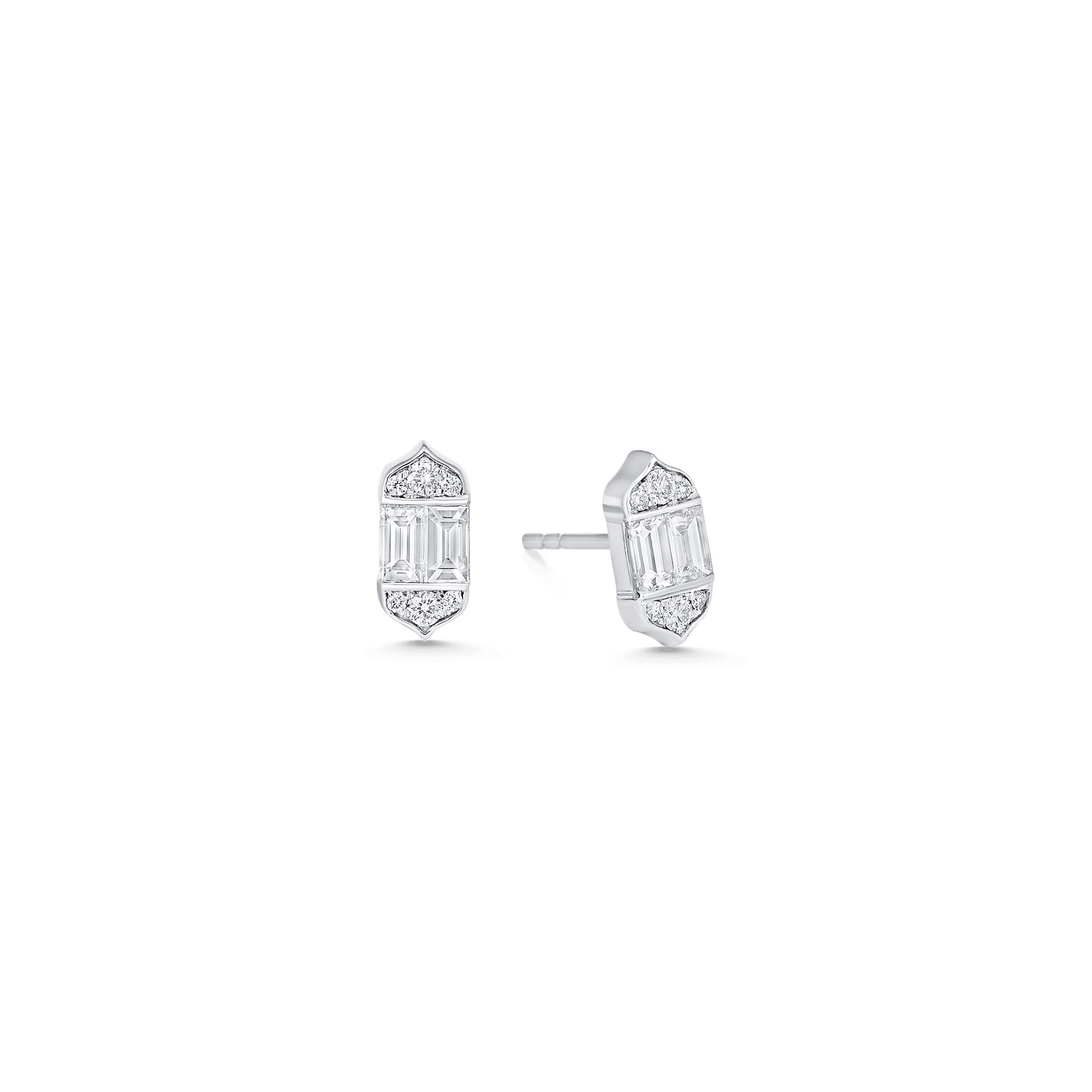 0.61 TCW Round & Baguette Moissanite Diamond Stud Earrings - farrellouise