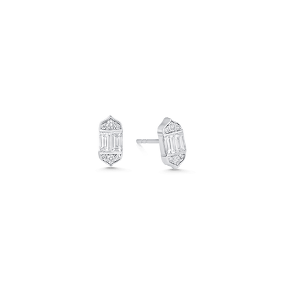0.61 TCW Round & Baguette Moissanite Diamond Stud Earrings - farrellouise