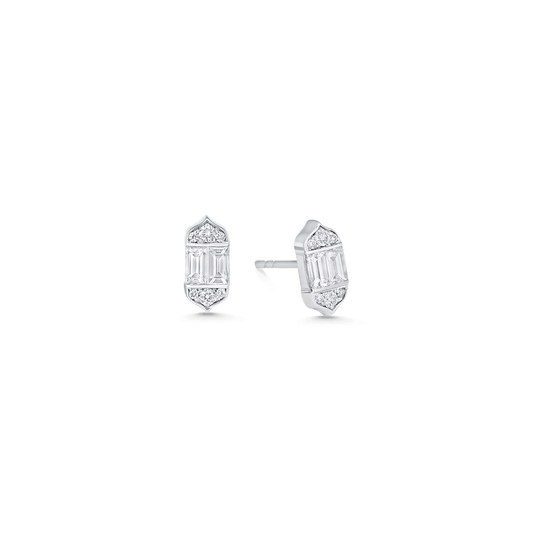 0.61 TCW Round & Baguette Moissanite Diamond Stud Earrings - farrellouise