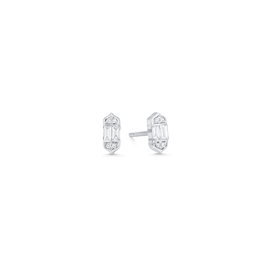 0.20 TCW Round & Baguette Moissanite Diamond Stud Earrings - farrellouise