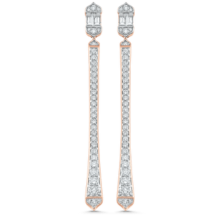 1.51 TCW Round & Baguette Moissanite Diamond Long Drop Earrings - farrellouise