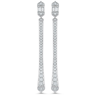 1.51 TCW Round & Baguette Moissanite Diamond Long Drop Earrings - farrellouise