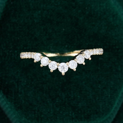 0.37 Round Moissanite Curved Wedding Band - farrellouise