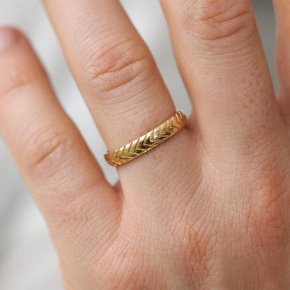 Men's Wedding Band with Engraved Geometric Pattern - farrellouise