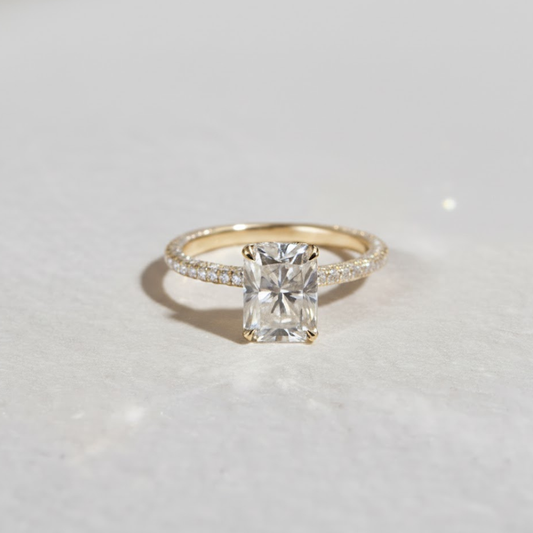 3.65 CT Radiant Moissanite Hidden Halo Pave Setting Engagement Ring