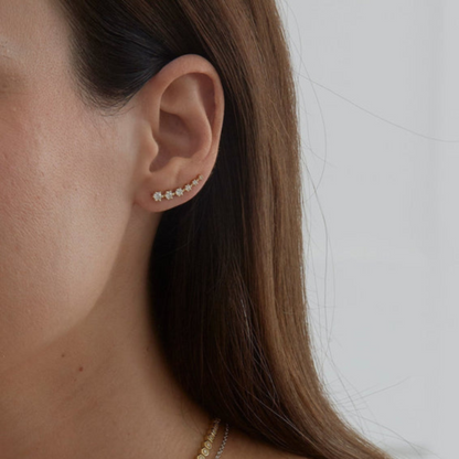0.28 TCW Round Moissanite Diamond Ear Crawler Earrings