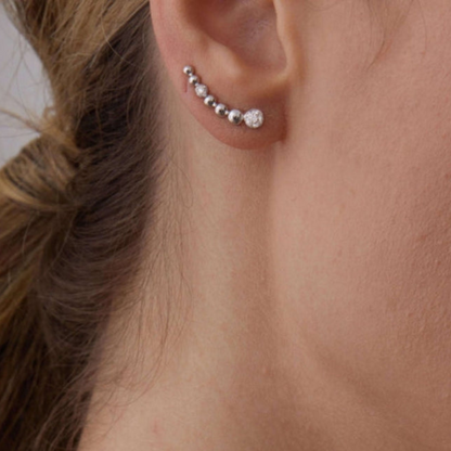 0.12 TCW Round Moissanite Diamond Ear Crawler Earrings