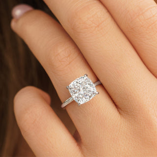 3.50 CT Cushion Moissanite Hidden Halo Engagement Ring